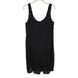 Vintage Laundry Polka Dot Dress Womens 14 Made in USA Black White Sleeveless NEW